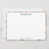 おしゃれなミント サージュ ピンクの花のカスタム ブライダルシャワー サンキューカード (正面)