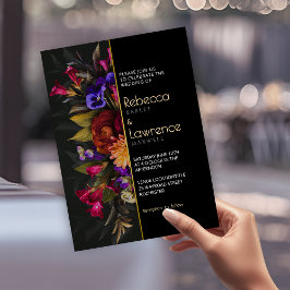 おしゃれなムーディーフラワーの結婚式招待状 招待状