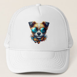 おしゃれなメガネ犬のカラフルなモダンペットアート キャップ