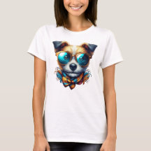 おしゃれなメガネ犬のカラフルなモダンペットアート