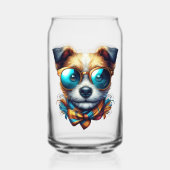 おしゃれなメガネ犬のモダンなペットアート ガラス缶 (裏面)