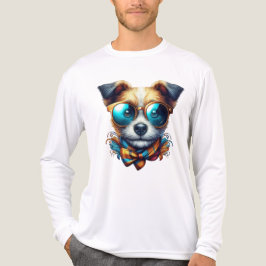 おしゃれなメガネ犬のモダンなペットアート トライブレンドＴシャツ