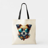 おしゃれなメガネ犬のモダンなペットアート トートバッグ (裏面)