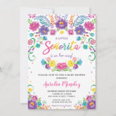 おしゃれなメキシコ風花柄セニョリータベビーシャワーガール 招待状 (正面)