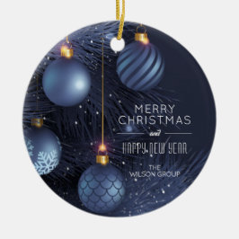 おしゃれなメリークリスマスのブルーのツリーオーナメント セラミックオーナメント