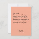 おしゃれなモダンでエレガントなシンプルなウェディングの感謝 サンキューカード (裏面)