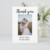おしゃれなモダンでエレガントなシンプルなウェディングサンクスフォト サンキューカード (スタンド正面)