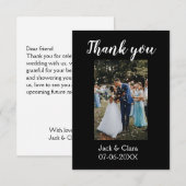 おしゃれなモダンでエレガントなシンプルなウェディングサンクスフォト サンキューカード (正面/裏面)