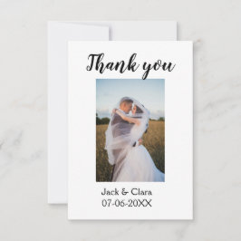 おしゃれなモダンでエレガントなシンプルなウェディングサンクス写真 サンキューカード