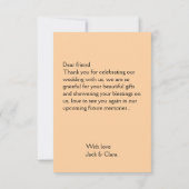 おしゃれなモダンでエレガントなシンプルな結婚式の感謝 サンキューカード (裏面)