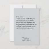 おしゃれなモダンでエレガントなシンプルな結婚式の感謝 サンキューカード (裏面)