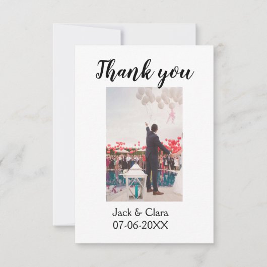 おしゃれなモダンでエレガントなシンプルな結婚式の感謝 サンキューカード (正面)