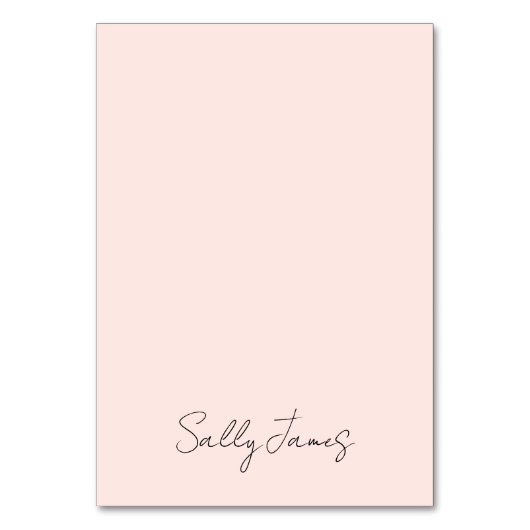 おしゃれなモダンなコーラル シグネチャーネーム テーブルナンバー (正面)