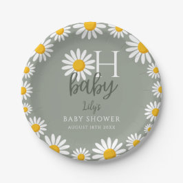 おしゃれなモダンなダイシーのさわやかなグリーンのベイビーシャワー ペーパープレート