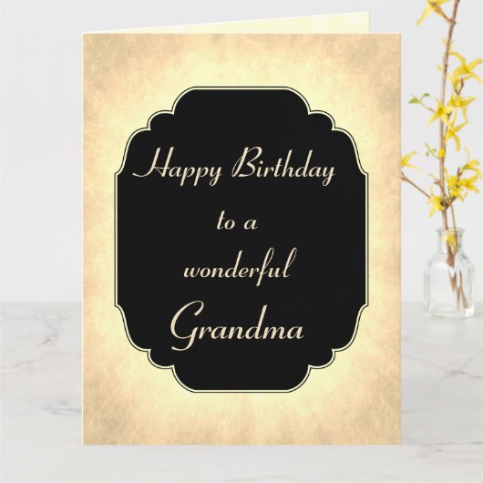 おしゃれなモダンなブラックとクリームの誕生日おばあちゃん カード (黄色い花)