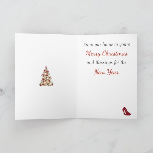 おしゃれなモダンなレズビアンカップルのクリスマスカード カード (内部)