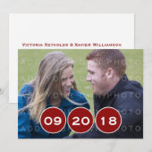 おしゃれなモダンな円形の写真を使った結婚式の招待状（Save the Date） 招待状 (正面/裏面)