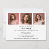 おしゃれなモダンな卒業式のスクリプト　写真入り 招待状 (裏面)