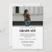 おしゃれなモダンな卒業式の発表と招待状カード　２つの写真付き 案内状 (裏面)