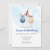 おしゃれなモダンな夏のカクテルパーティーの招待状 招待状 (正面)