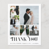 おしゃれなモダンな多写真コラージュ結婚式の感謝カード (正面)