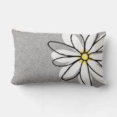 おしゃれなモダンな白の落書きデイジーグレー ランバークッション (裏面)