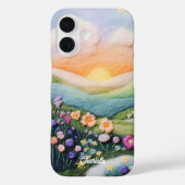 おしゃれなモダンな花の夕焼けの名前入り Case-Mate iPhoneケース (裏面)