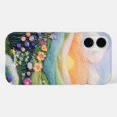おしゃれなモダンな花の夕焼けの名前入り Case-Mate iPhoneケース (裏面 (横))