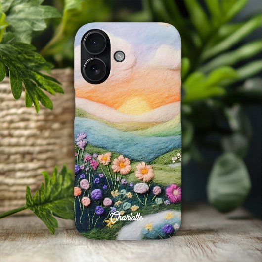 おしゃれなモダンな花の夕焼けの名前入り Case-Mate iPhoneケース