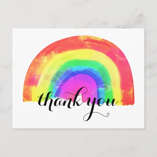 おしゃれなモダンな虹のサンキュー ポストカード (正面)