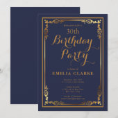 おしゃれなモダンな誕生日パーティーの招待状（大人向け） 招待状 (正面/裏面)