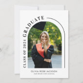 おしゃれなモダンアーチ写真卒業式 招待状 (正面)