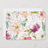 おしゃれなモダンエレガントな水彩花の誕生日 招待状 (裏面)