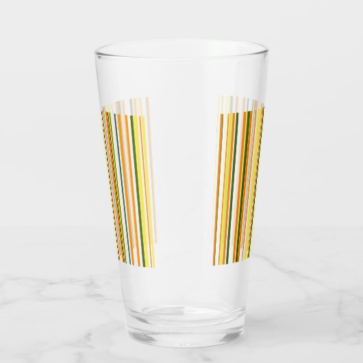 おしゃれなモダンオレンジイエロー白ストライプガラス タンブラーグラス (右)