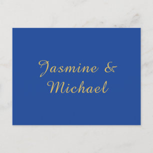 おしゃれなモダンカリグラフィーのカップル名 ブルー&ゴールド シーズンポストカード