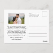 おしゃれなモダンカリグラフィー写真ウェディング感謝カード ポストカード (裏面)