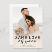 おしゃれなモダンカリグラフィー写真 結婚式延期のお知らせ 案内状 (正面/裏面)