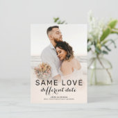 おしゃれなモダンカリグラフィー写真 結婚式延期のお知らせ 案内状 (スタンド正面)