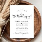 おしゃれなモダンカリグラフィー スクリプト ハート フォト ウェディング 招待状