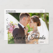 おしゃれなモダンカリグラフィー　愛と感謝のウェディング ポストカード (正面/裏面)