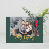 おしゃれなモダングリーンのクリスマスフォト シーズンカード (スタンド正面)