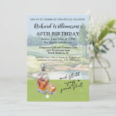 おしゃれなモダンゴルフのユーモアあふれる60歳の誕生日パーティー 招待状 (スタンド正面)