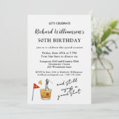 おしゃれなモダンゴルフユーモア50歳誕生日パーティー 招待状 (スタンド正面)