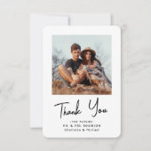 おしゃれなモダンスクリプト2枚写真 ブライダルシャワー お礼 サンキューカード (正面)