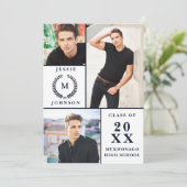おしゃれなモダンスクリプト3 フォト 卒業パーティー 招待状 (スタンド正面)