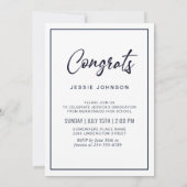 おしゃれなモダンスクリプト3 フォト 卒業パーティー 招待状 (裏面)