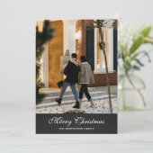 おしゃれなモダンスタイルのクリスマス家族写真をパーソナライズ シーズンカード (スタンド正面)