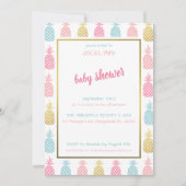 おしゃれなモダントロピカルパイナップルベイビーシャワー 招待状 (正面)