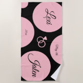 おしゃれなモダンドット結婚記念日 ビーチタオル (正面)