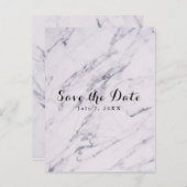 おしゃれなモダンマーブル結婚式Save the Date 案内ポストカード (正面/裏面)